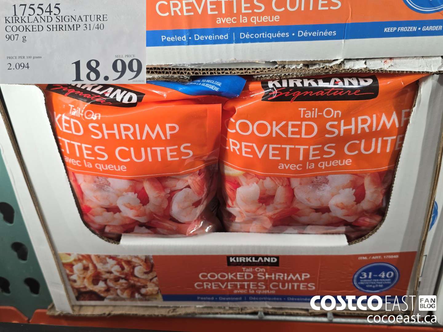 175545 KIRKLAND SIGNATURE COOKED SHRIMP 31/40 907 G $19.99