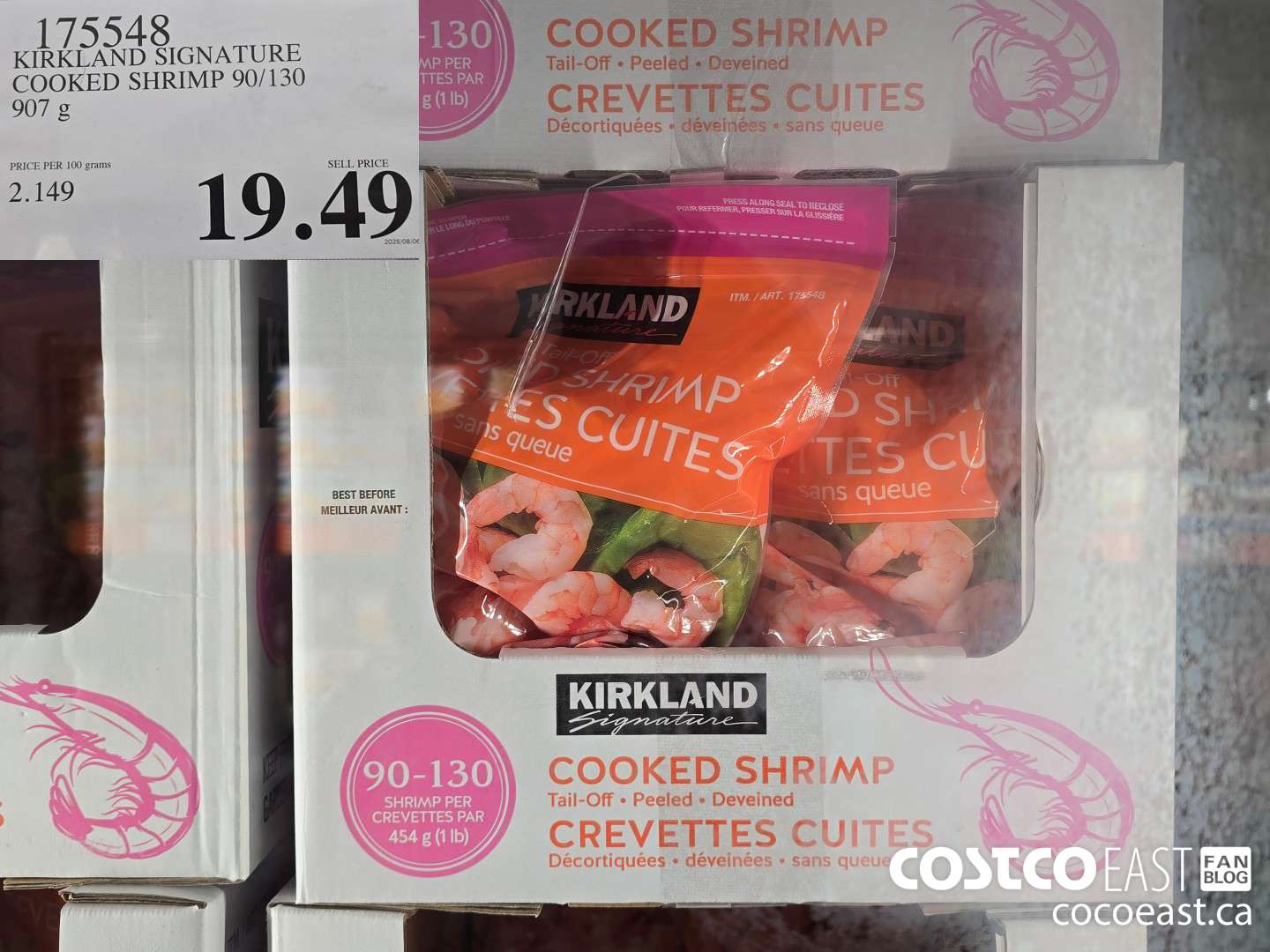175548 KIRKLAND SIGNATURE COOKED SHRIMP 90/130 907 g $19.49