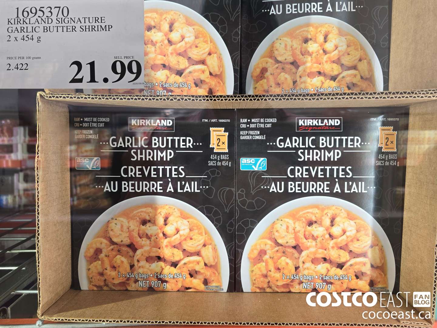 1695370 KIRKLAND SIGNATURE GARLIC BUTTER SHRIMP 2 x 454 g $21.99