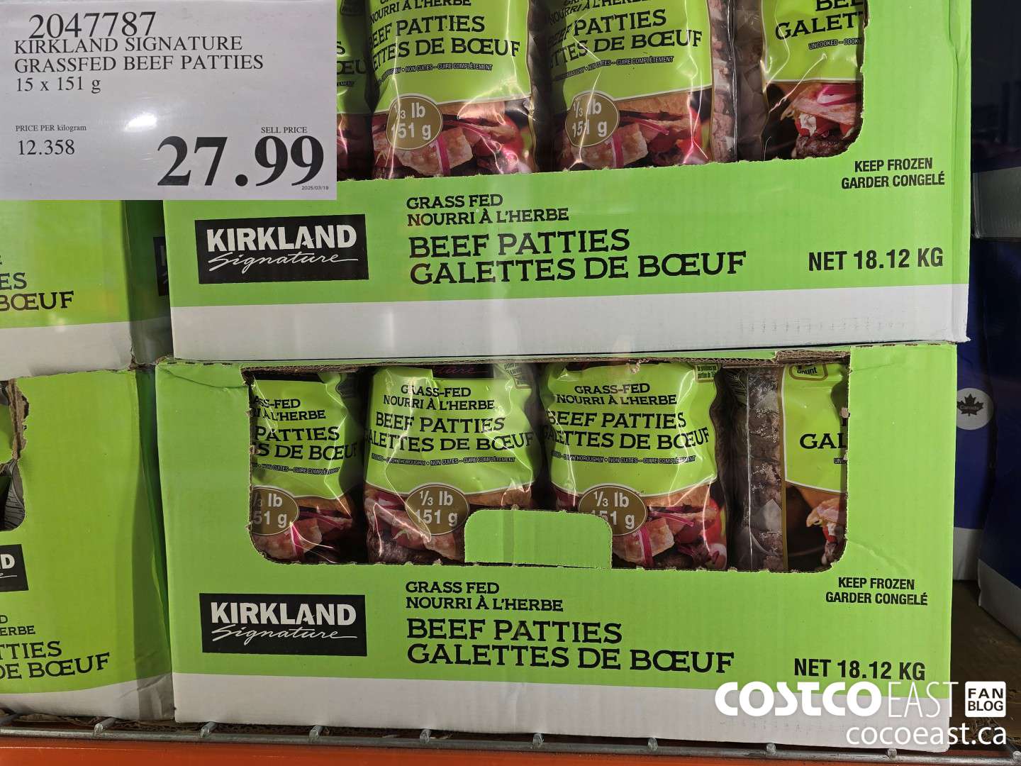 2047787 KIRKLAND SIGNATURE GRASSFED BEEF PATTIES 15 X 151 G $27.99