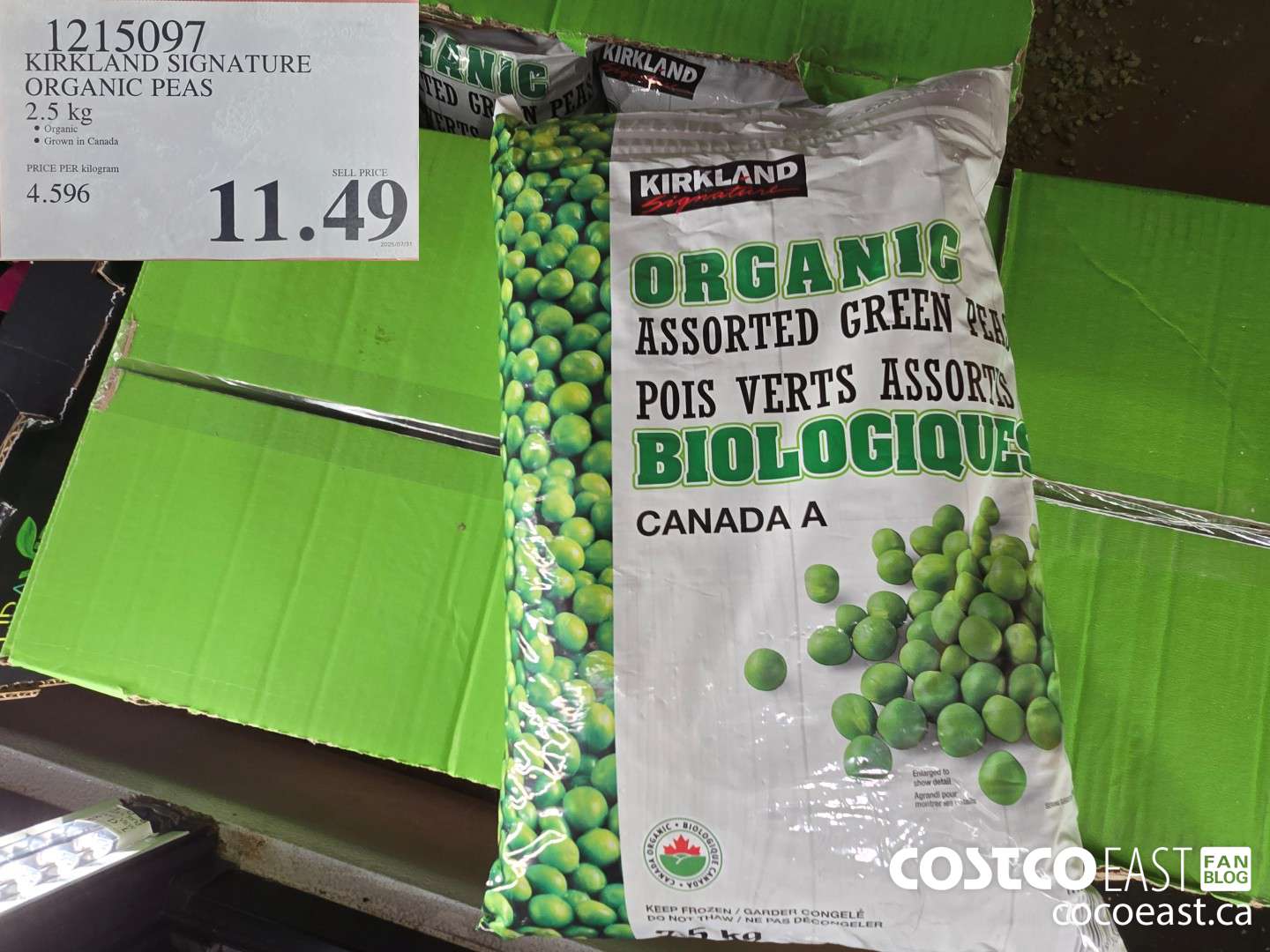 1215097 KIRKLAND SIGNATURE ORGANIC PEAS 2.5 KG $11.49