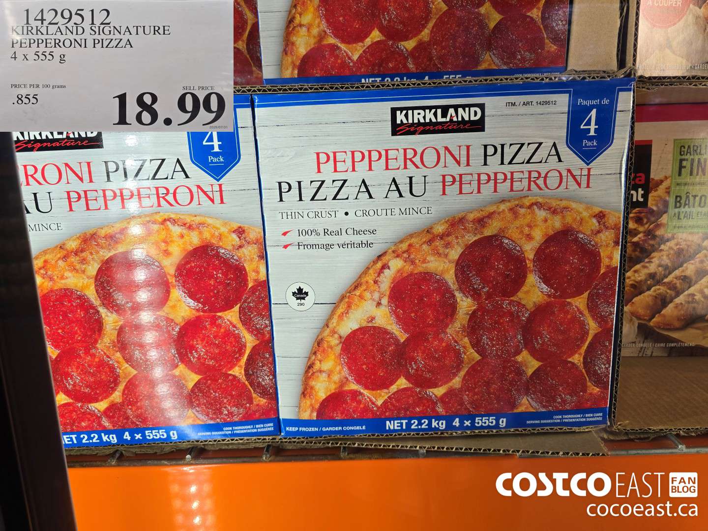 1429512 KIRKLAND SIGNATURE PEPPERONI PIZZA 4x 555 g $18.99