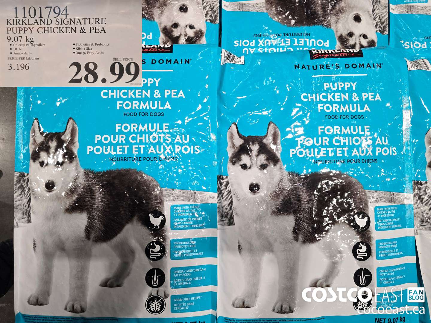 1101794 KIRKLAND SIGNATURE PUPPY CHICKEN & PEA 9.07 kg $29.99