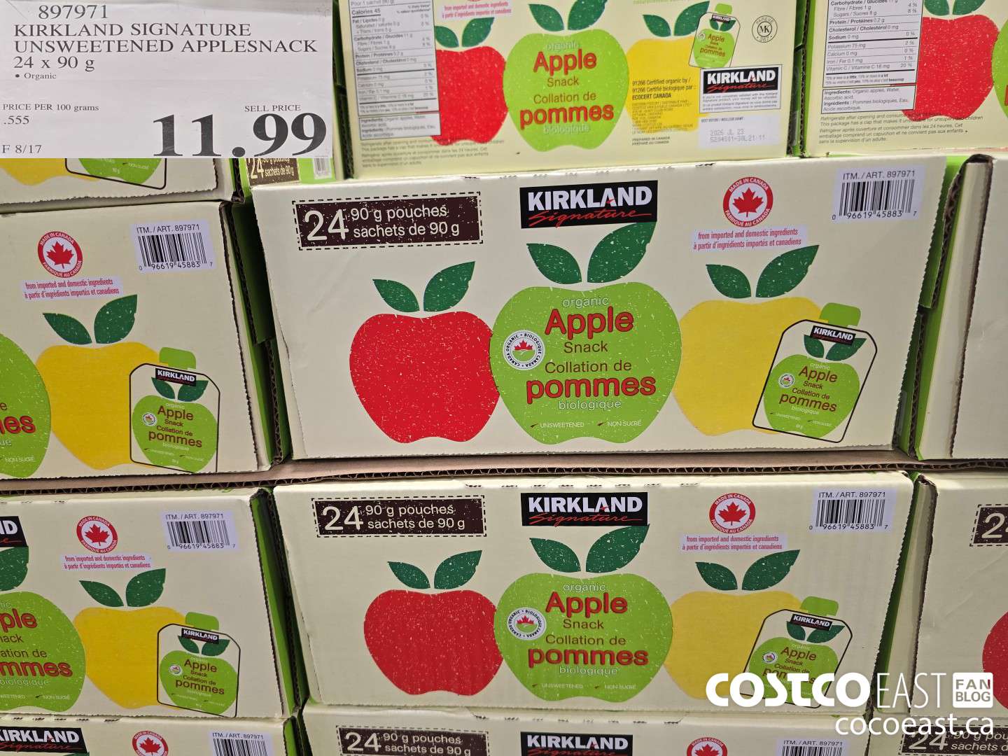 897971 KIRKLAND SIGNATURE UNSWEETENED APPLESNACK 24 X 90 G $11.99