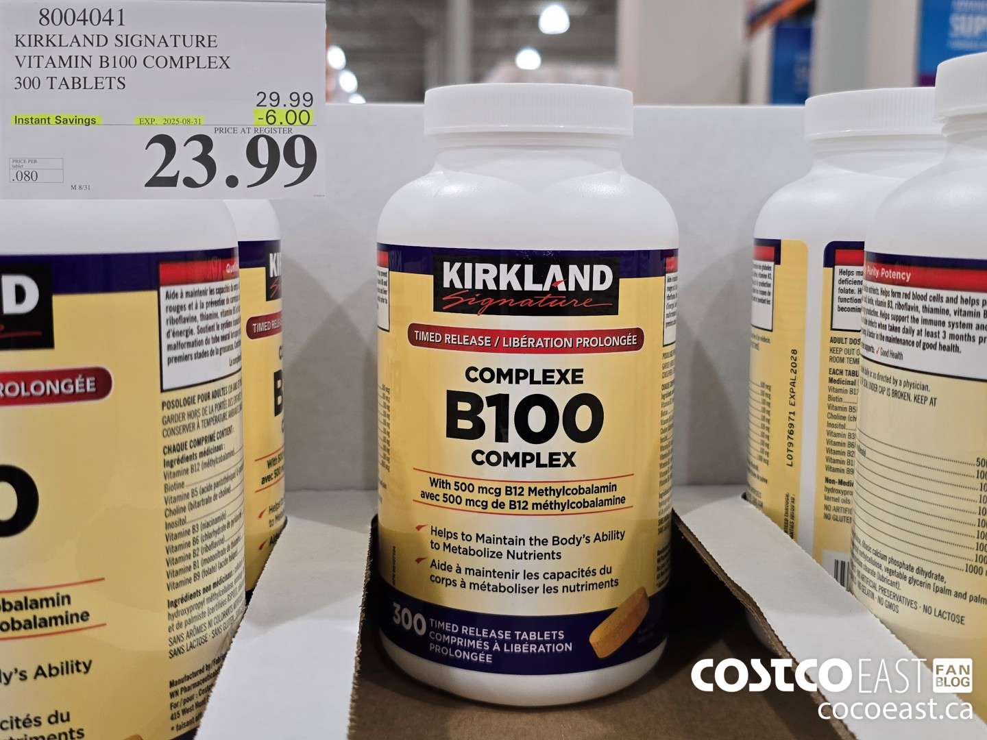 8004041 KIRKLAND SIGNATURE VITAMIN B100 COMPLEX 300 TABLETS ($6.00 INSTANT SAVINGS EXPIRES ON 2025-08-31) $23.99