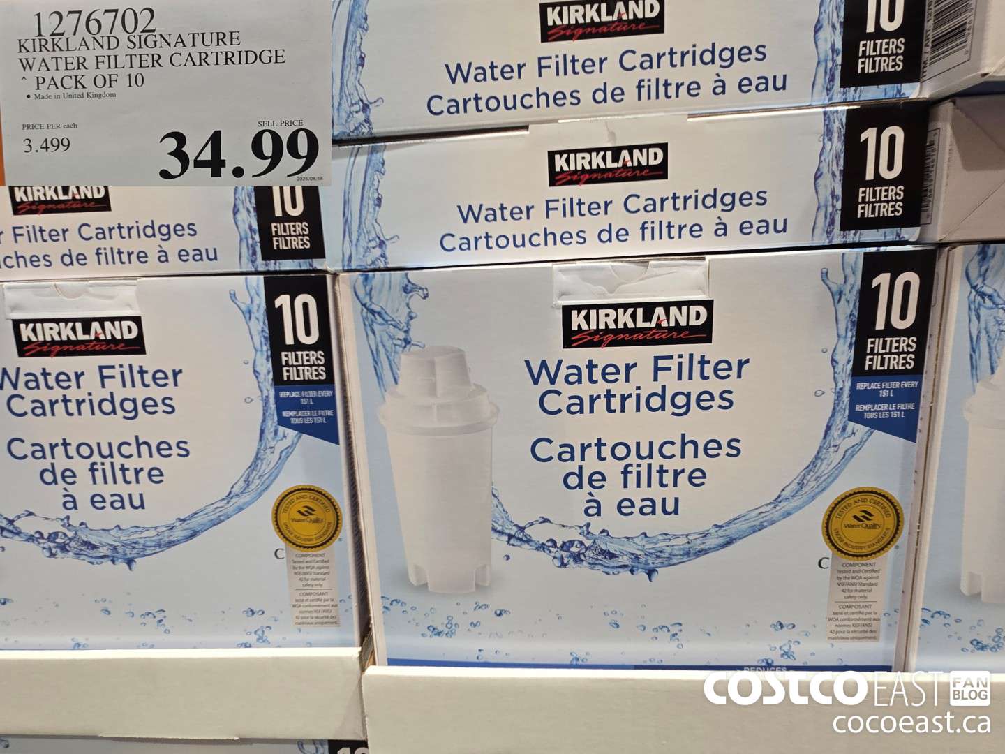 1276702 KIRKLAND SIGNATURE WATER FILTER CARTRIDGE PACK OF 10 $34.99