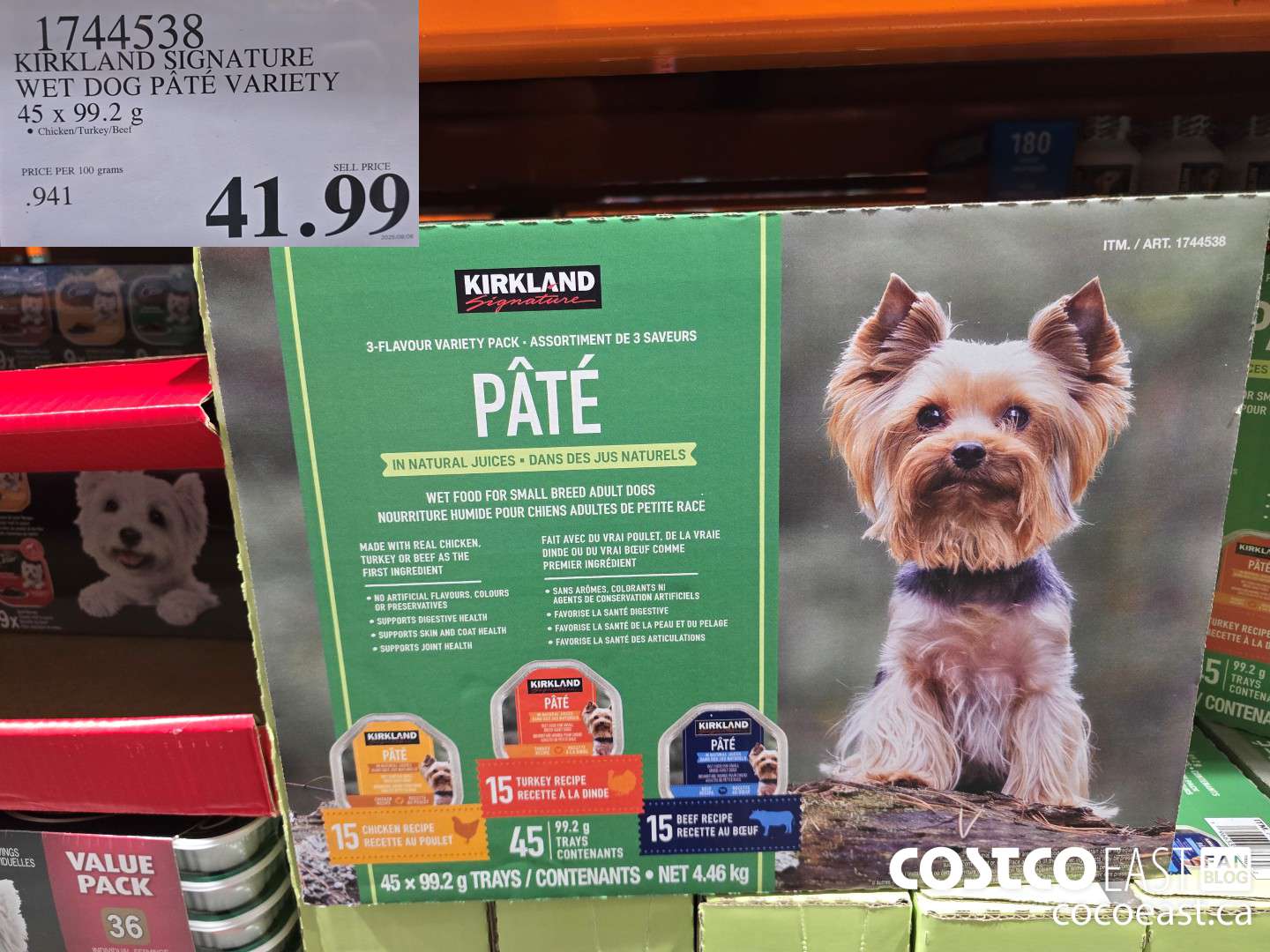 1744538 KIRKLAND SIGNATURE WET DOG PATE VARIETY 45 x 99.2 g $41.99