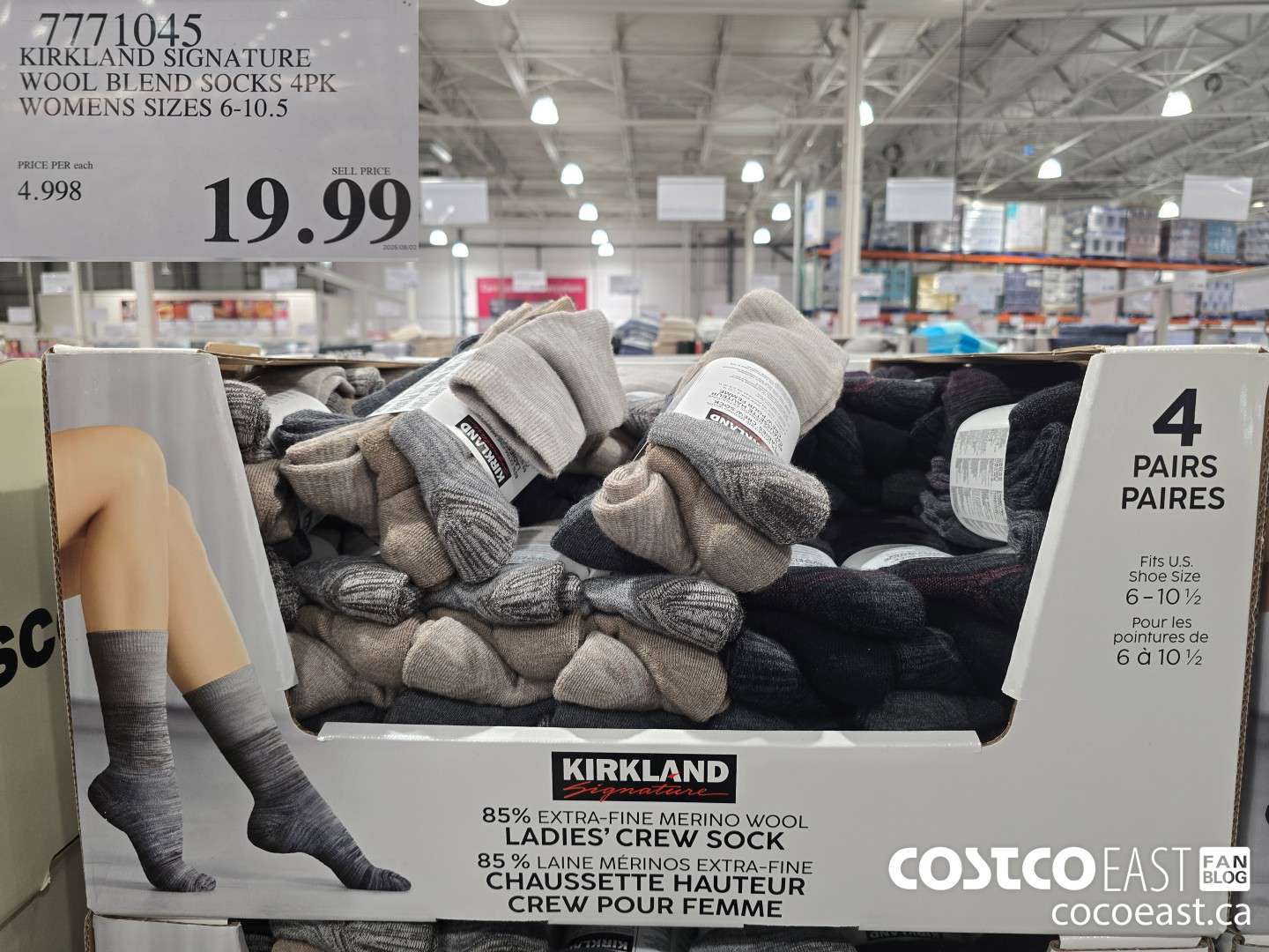 7771045 KIRKLAND SIGNATURE WOOL BLEND SOCKS 4PK WOMENS SIZES 6-10.5 $19.99