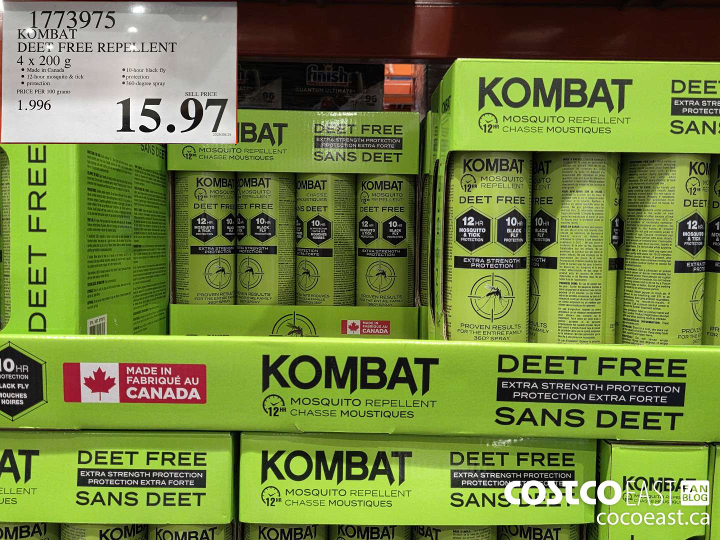 1773975 KOMBAT DEET FREE REPELLENT 4 X 200 G ($23.00 INSTANT SAVINGS) $15.97