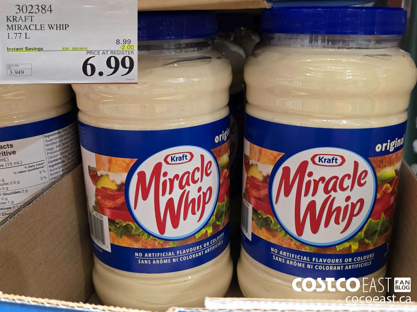 302384 KRAFT MIRACLE WHIP 1.77 L ($2.00 INSTANT SAVINGS EXPIRES ON 2025-08-03) $6.99