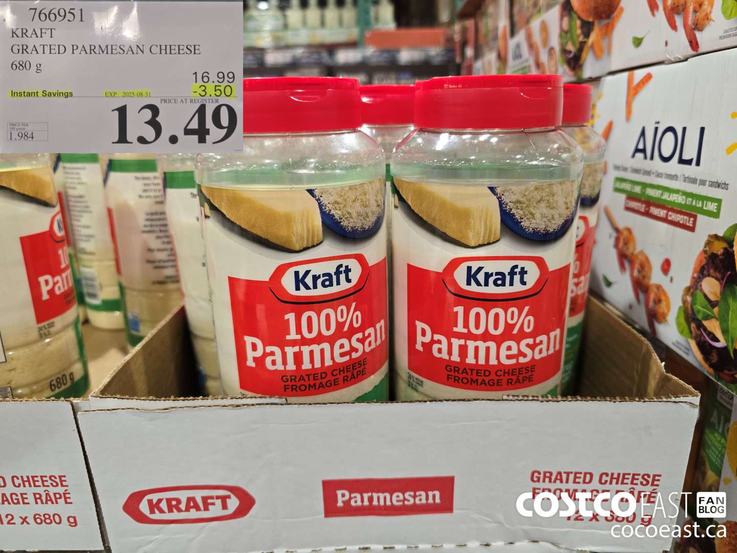 766951 KRAFT PARMESAN CHEESE 680 G ($3.50 INSTANT SAVINGS EXPIRES ON 2025-08-31) $13.49