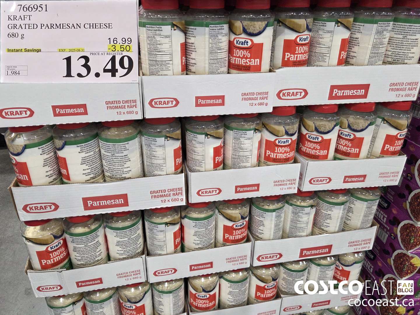 766951 KRAFT PARMESAN CHEESE 680 G ($3.50 INSTANT SAVINGS EXPIRES ON 2025-08-31) $13.49