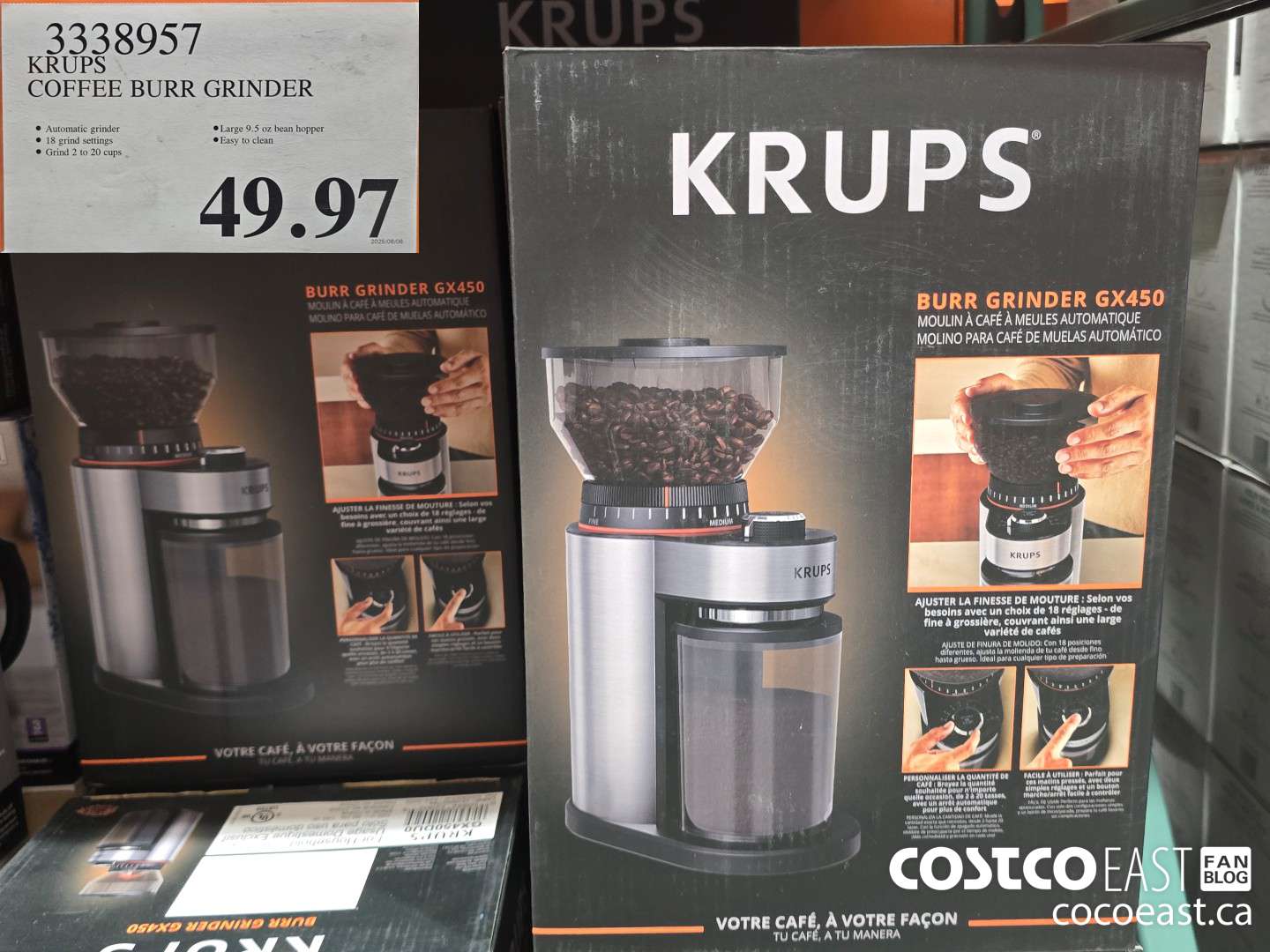 3338957 KRUPS COFFEE BURR GRINDER $49.97