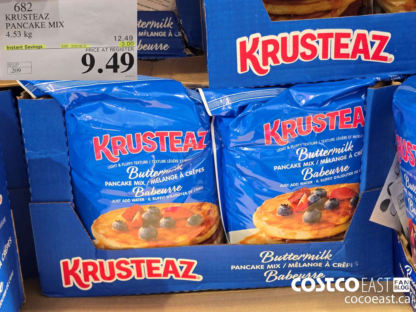 682 KRUSTEAZ PANCAKE MIX 4.53KG ($3.00 INSTANT SAVINGS EXPIRES ON 2025-08-31) $9.49