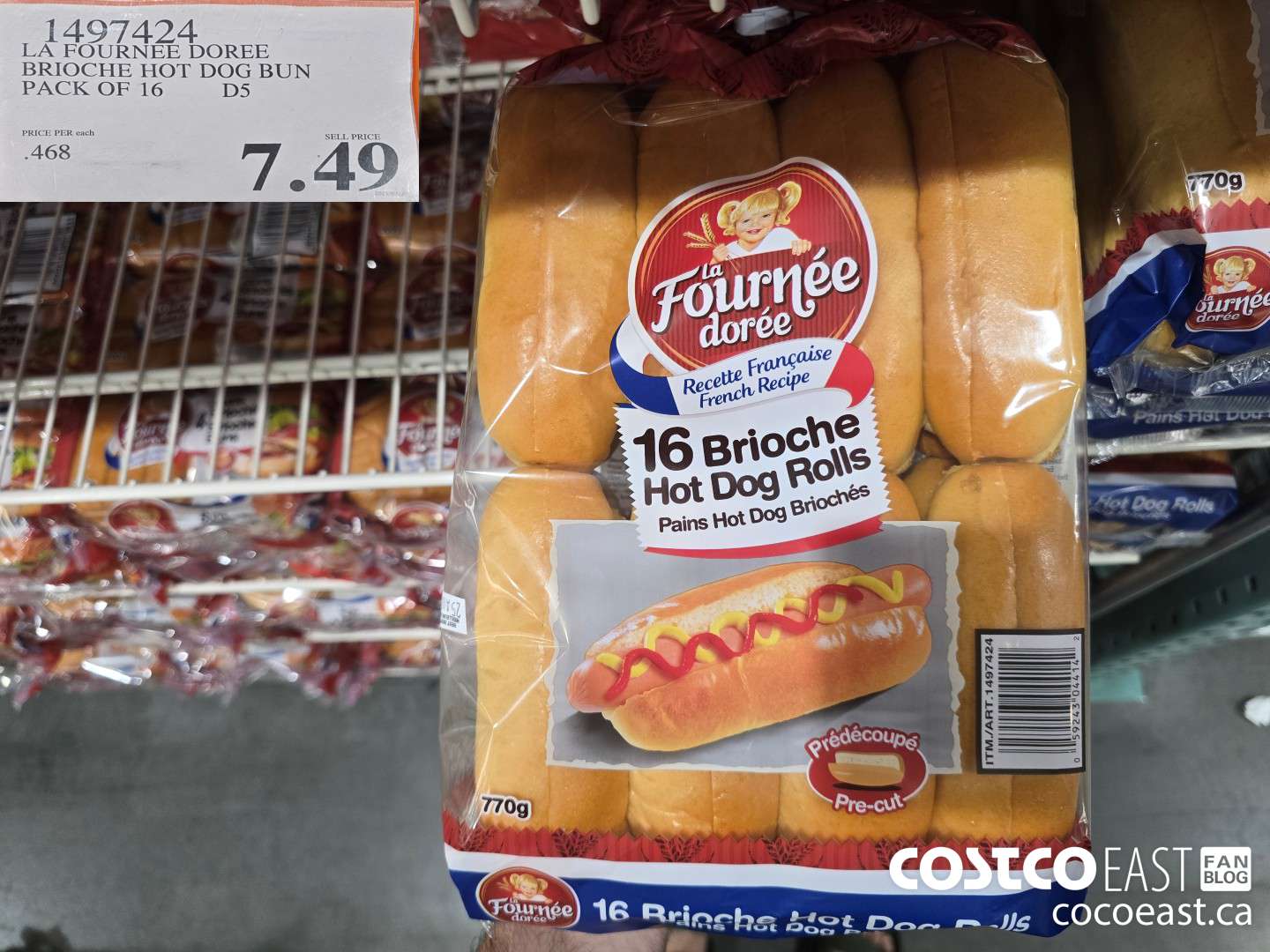 1497424 LA FOURNEE DOREE BRIOCHE HOT DOG BUN PACK OF 16 $7.49