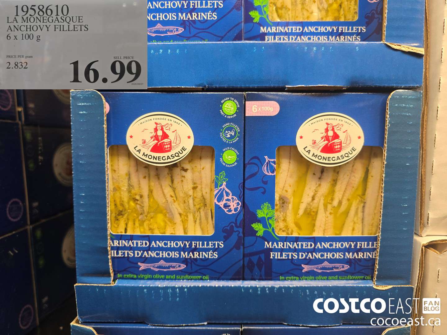 1958610 LA MANEGASQUE ANCHOVY FILLETS 6 X 100 G $16.99