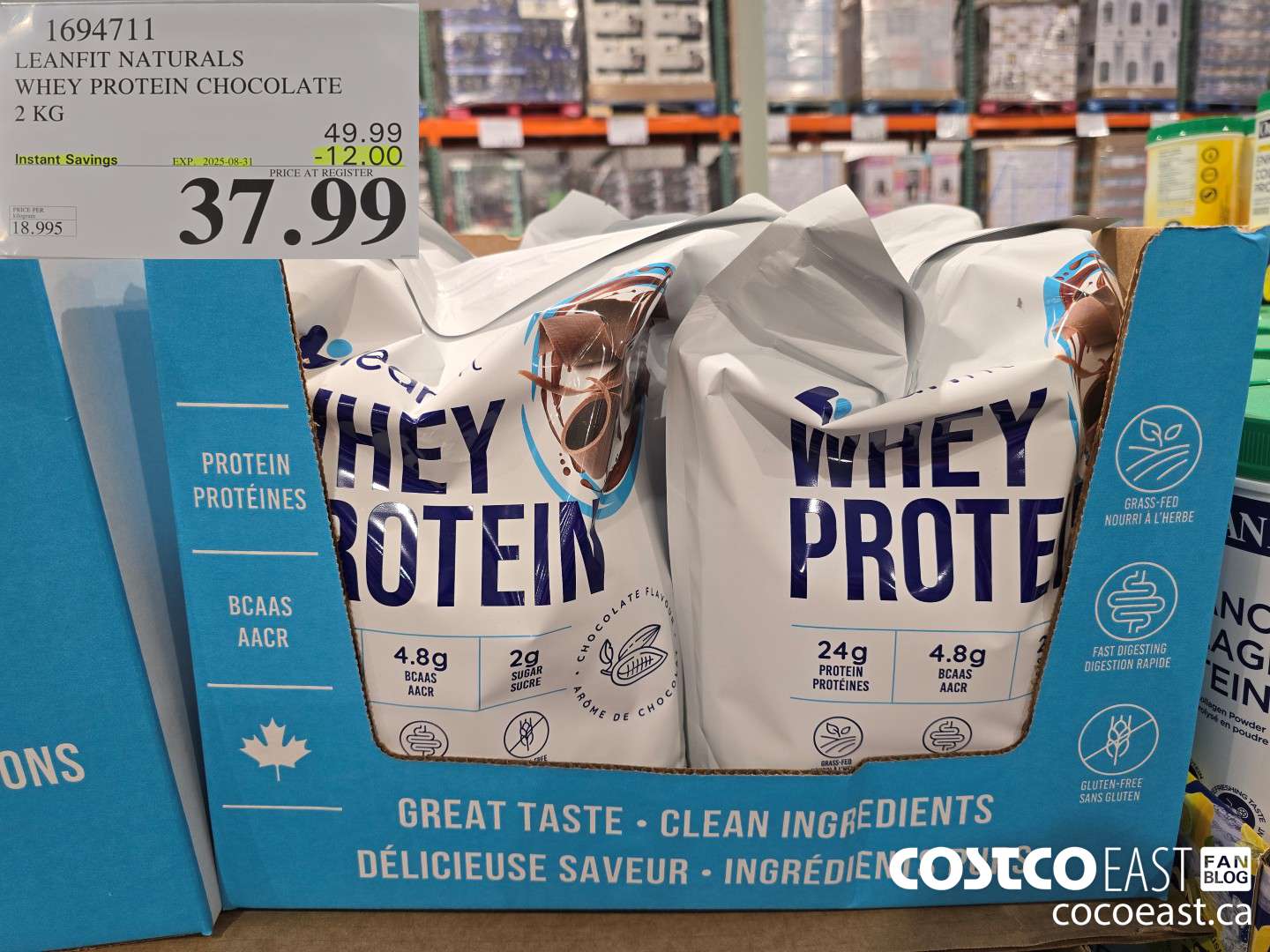 1694711 LEANFIT NATURALS WHEY PROTEIN CHOCOLATE 2KG ($12.00 INSTANT SAVINGS EXPIRES ON 2025-08-31) $37.99