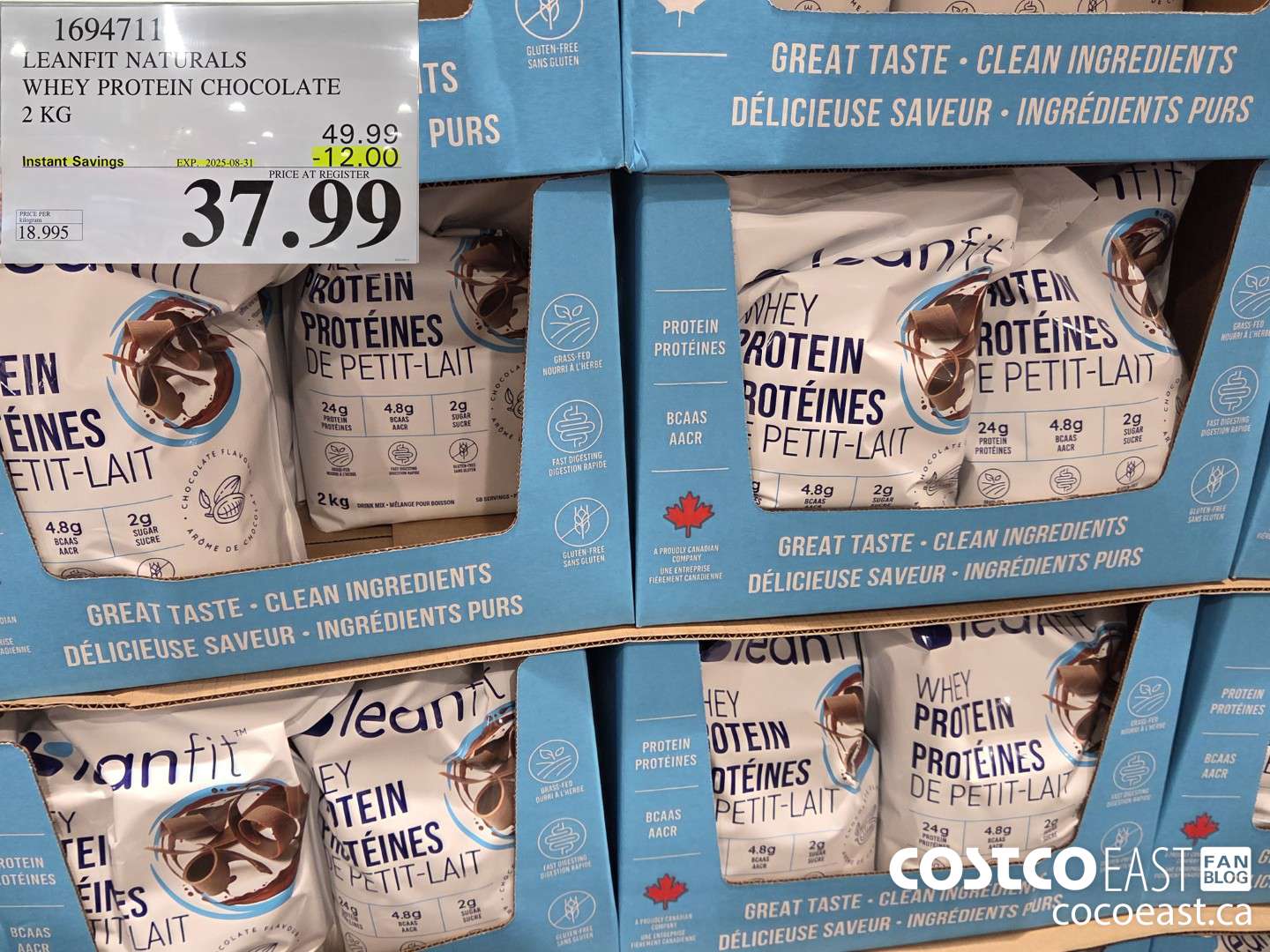 1694711 LEANFIT NATURALS WHEY PROTEIN CHOCOLATE 2KG ($12.00 INSTANT SAVINGS EXPIRES ON 2025-08-31) $37.99