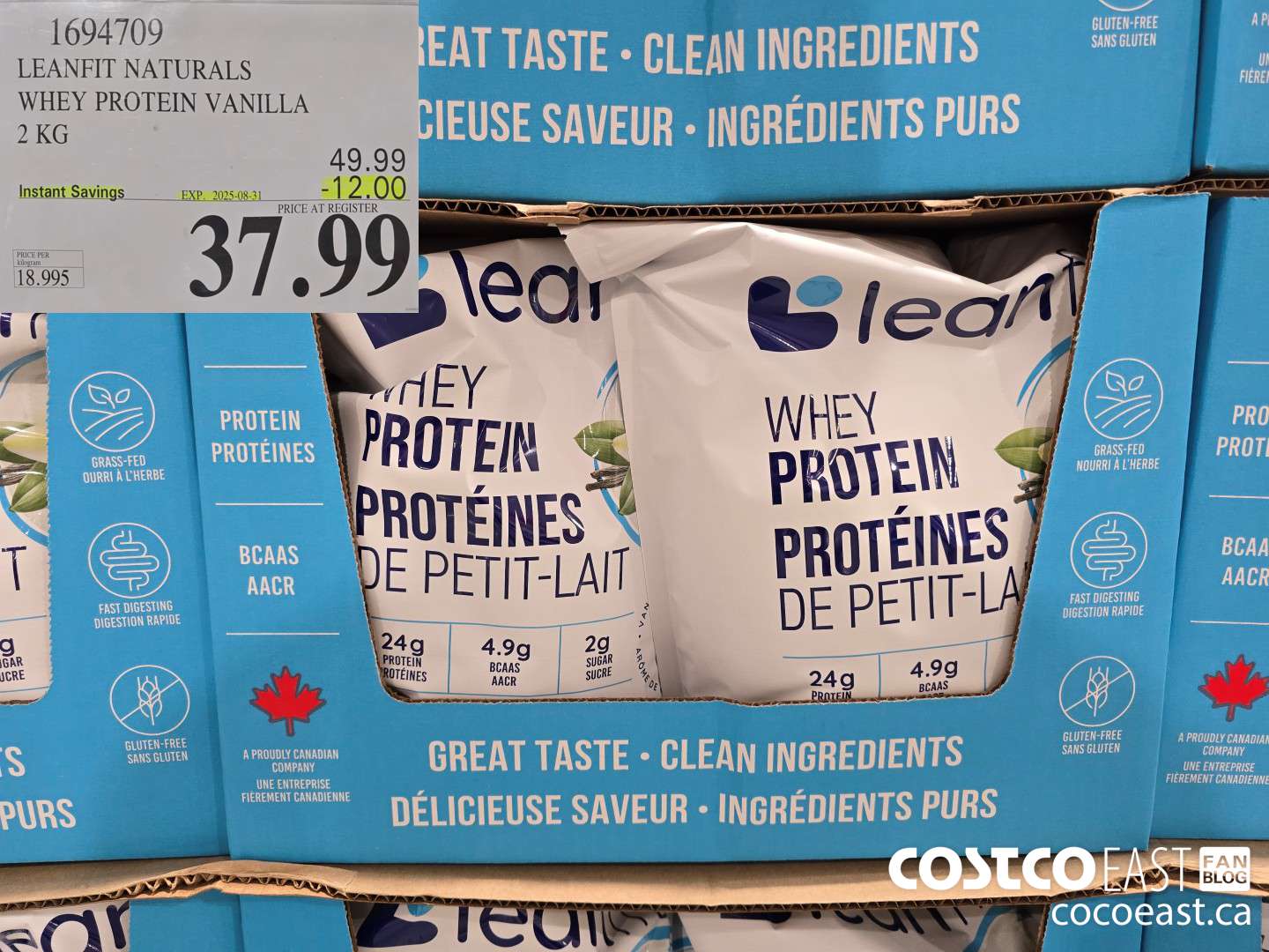 1694709 LEANFIT NATURALS WHEY PROTEIN VANILLA 2KG ($12.00 INSTANT SAVINGS EXPIRES ON 2025-08-31) $37.99