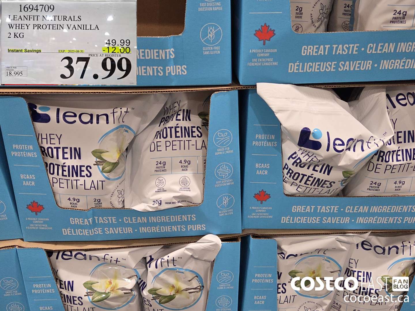 1694709 LEANFIT NATURALS WHEY PROTEIN VANILLA 2KG ($12.00 INSTANT SAVINGS EXPIRES ON 2025-08-31) $37.99