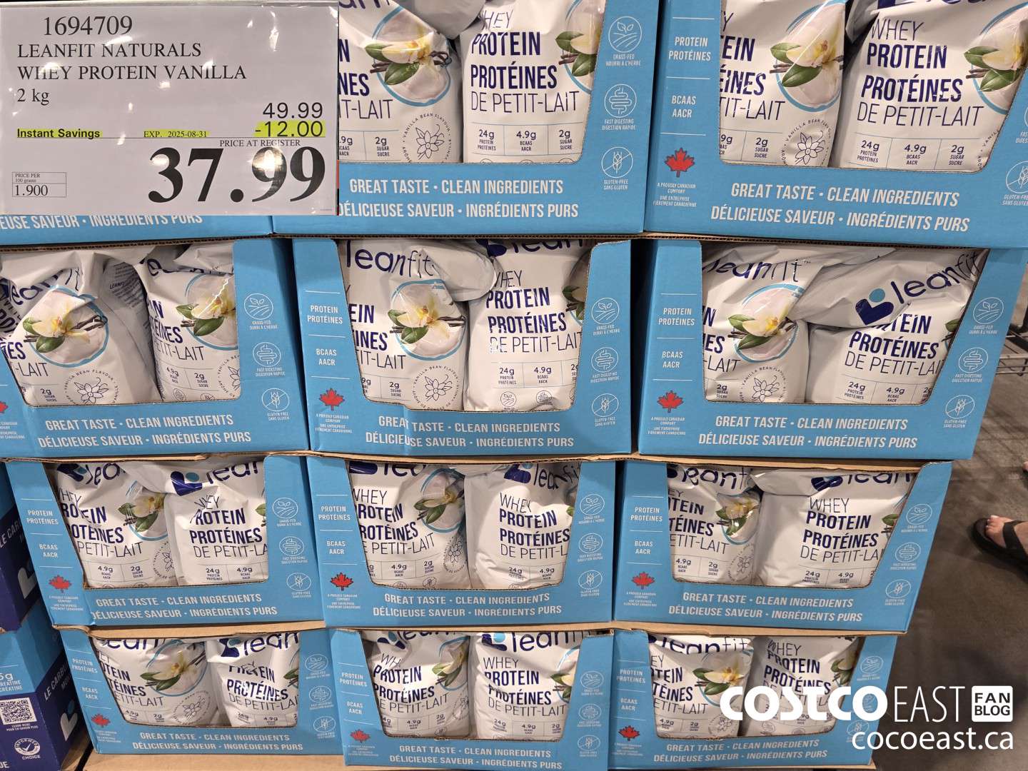 1694709 LEANFIT NATURALS WHEY PROTEIN VANILLA 2KG ($12.00 INSTANT SAVINGS EXPIRES ON 2025-08-31) $37.99