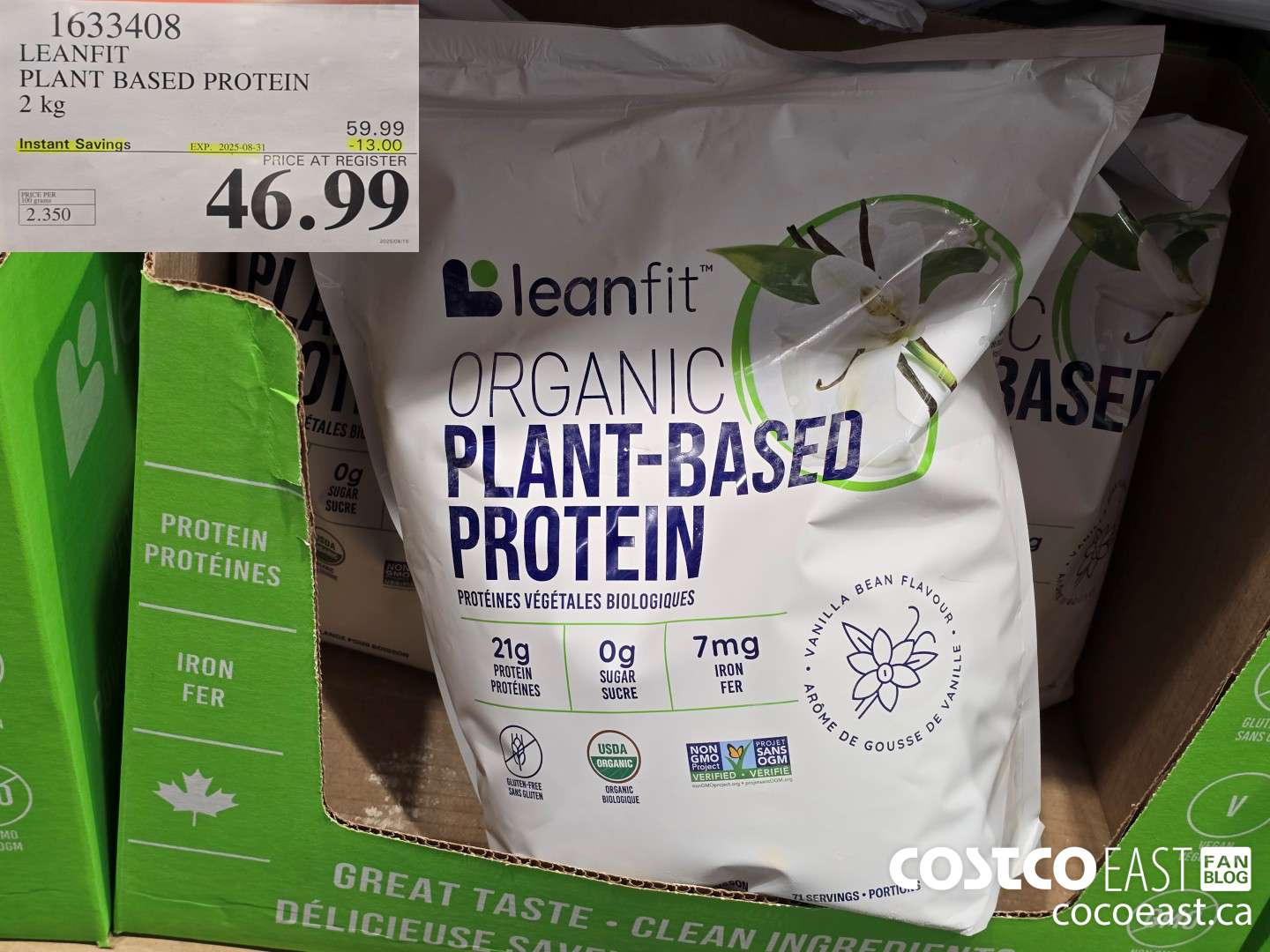 1633408 LEANFIT PLANT BASED PROTEIN 2 KG ($13.00 INSTANT SAVINGS EXPIRES ON 2025-08-31) $46.99