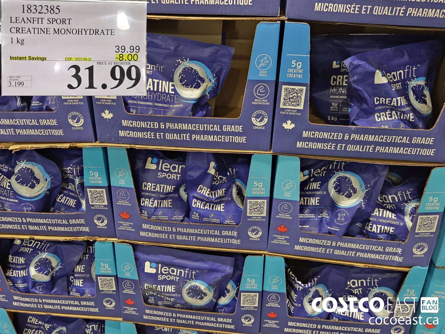 1832385 LEANFIT SPORT CREATINE MONOHYDRATE 1 KG ($8.00 INSTANT SAVINGS EXPIRES ON 2025-08-31) $31.99