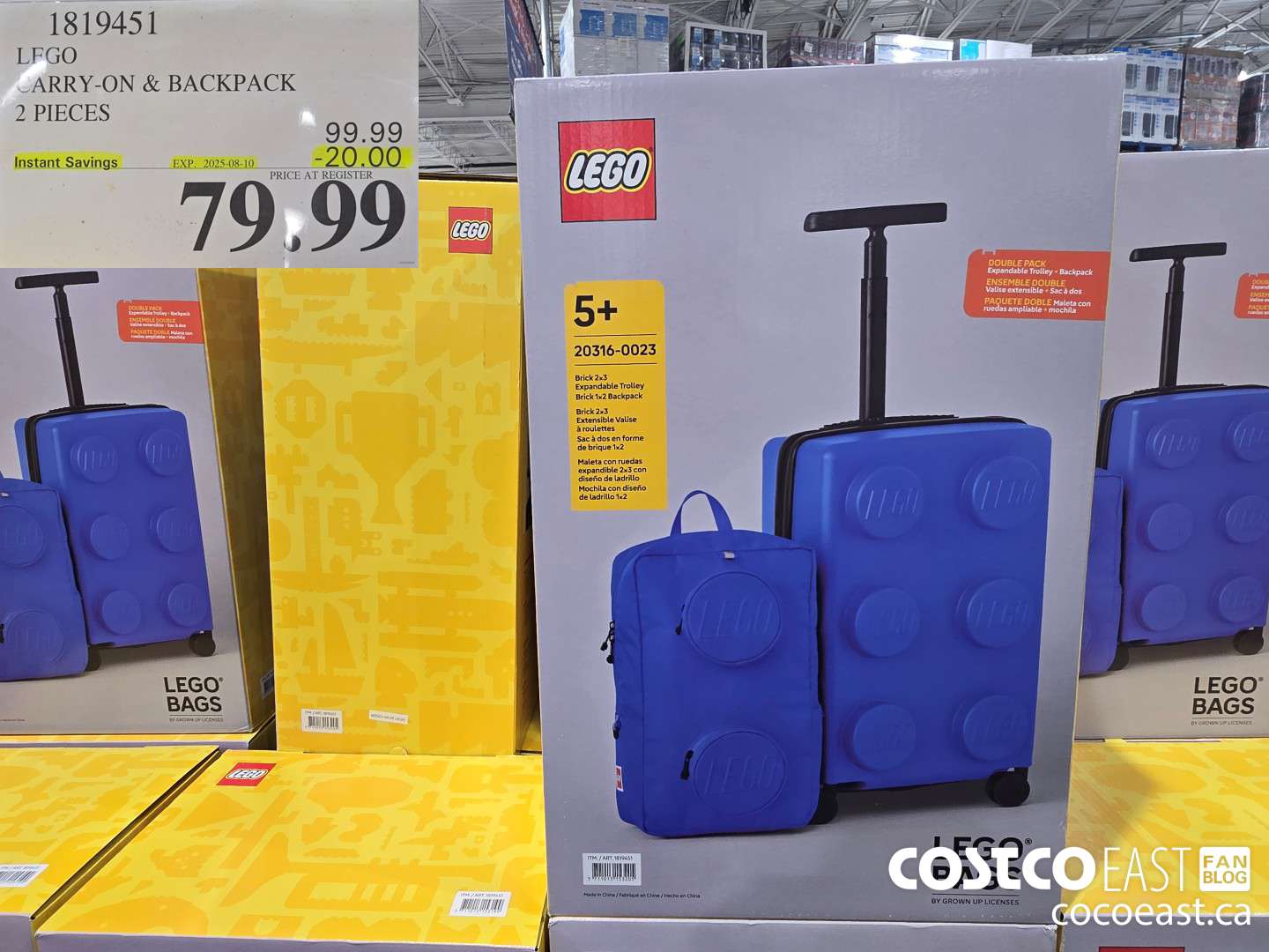 1819451 LEGO CARRY-ON & BACKPACK 2 PIECES ($20.00 INSTANT SAVINGS EXPIRES ON 2025-08-10) $79.99