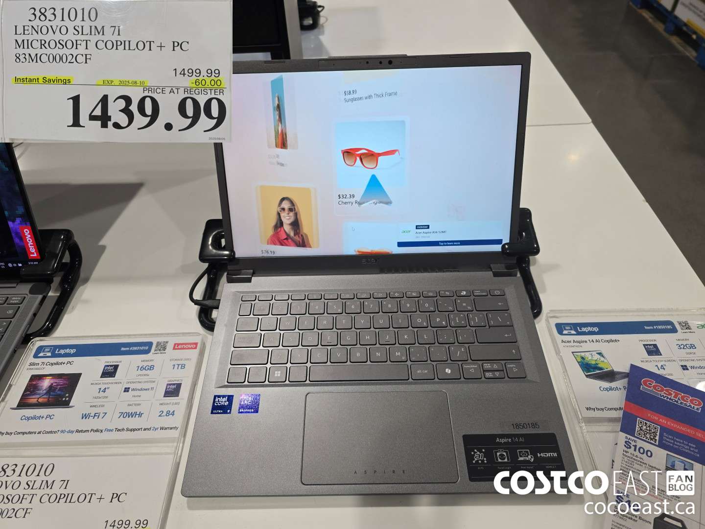 3831010 LENOVO SLIM 7I MIRCOSOFT COPILOT + PC 83MC0002CF ($60.00 INSTANT SAVINGS EXPIRES ON 2025-08-10) $1439.99