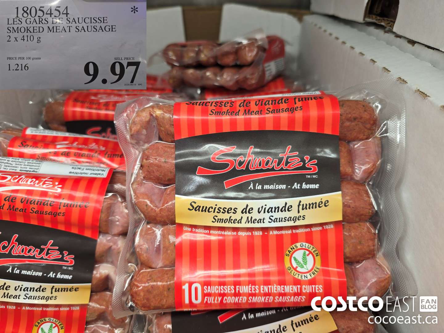 1805454 LES GARS DE SAUCISSE SMOKED MEAT SAUSAGE 2x410g $9.97
