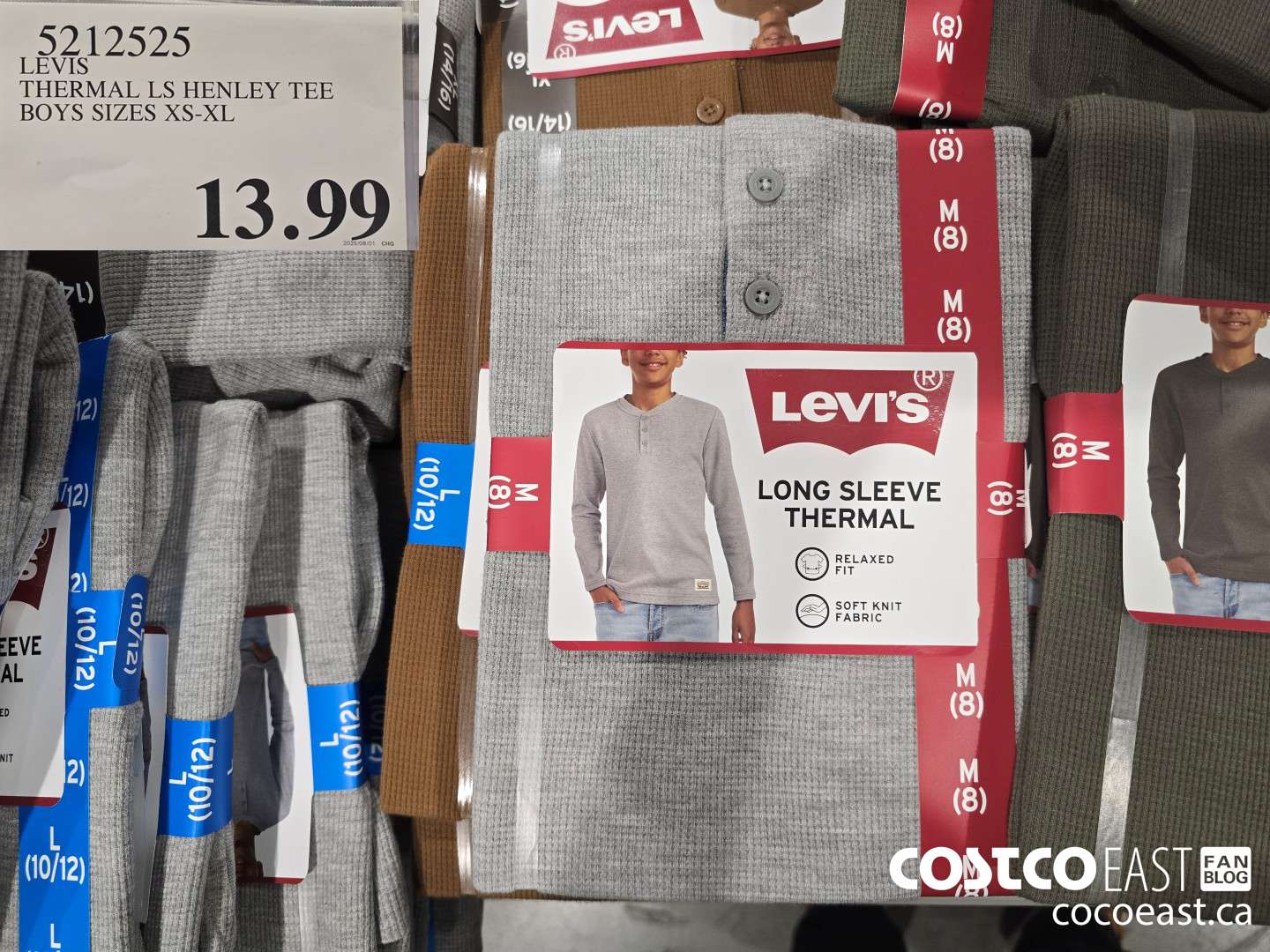 5212525 LEVIS THERMAL LS HENLEY TEE BOYS SIZES XS-XL $13.99