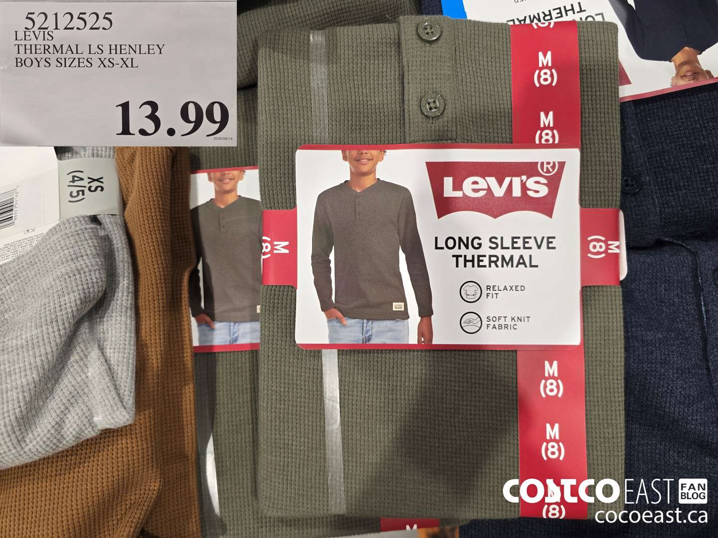 5212525 LEVIS THERMAL LS HENLEY TEE BOYS SIZES XS-XL $13.99