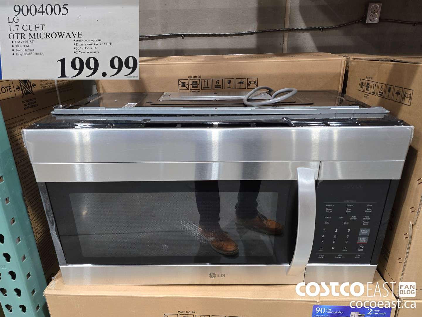 9004005 LG 1.7 CUFT OTR MICROWAVE $199.99