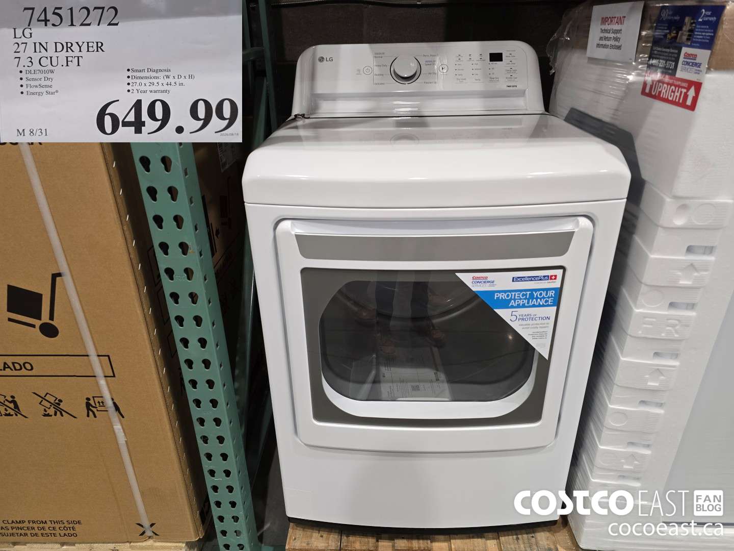 7451272 LG 27 IN DRYER 7.3 CU.FT $649.99