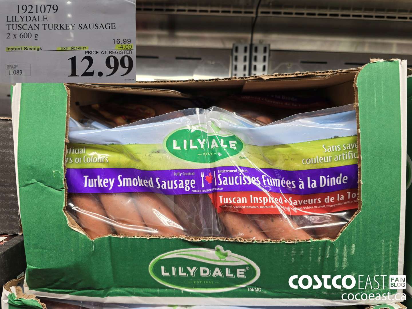 1921079 LILYDA TUSCAN’ TURKEY SAUSAGE 2 x 600 g ($4.00 INSTANT SAVINGS EXPIRES ON 2025-08-17) $12.99