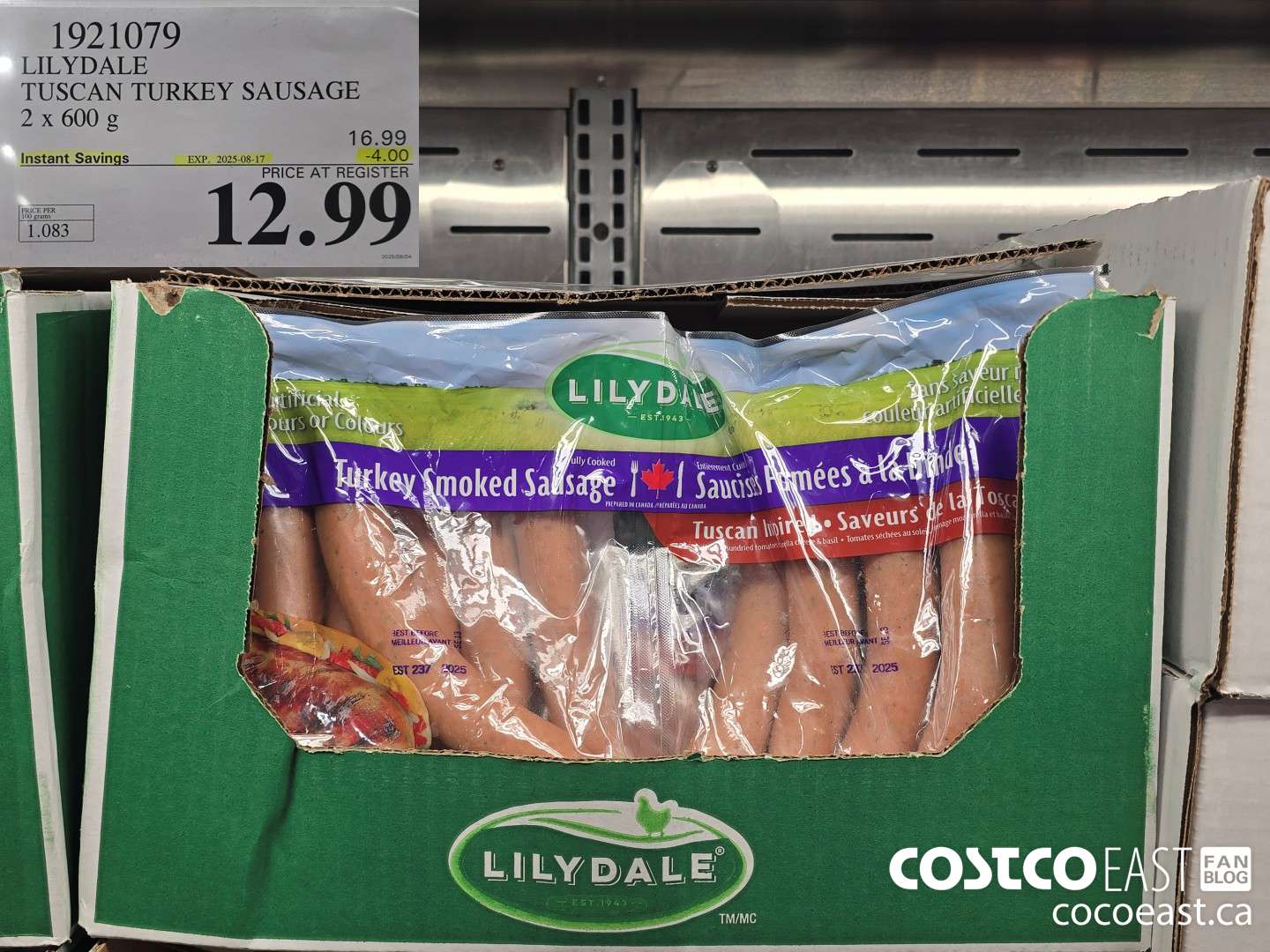 1921079 LILYDA TUSCAN’ TURKEY SAUSAGE 2 x 600 g ($4.00 INSTANT SAVINGS EXPIRES ON 2025-08-17) $12.99