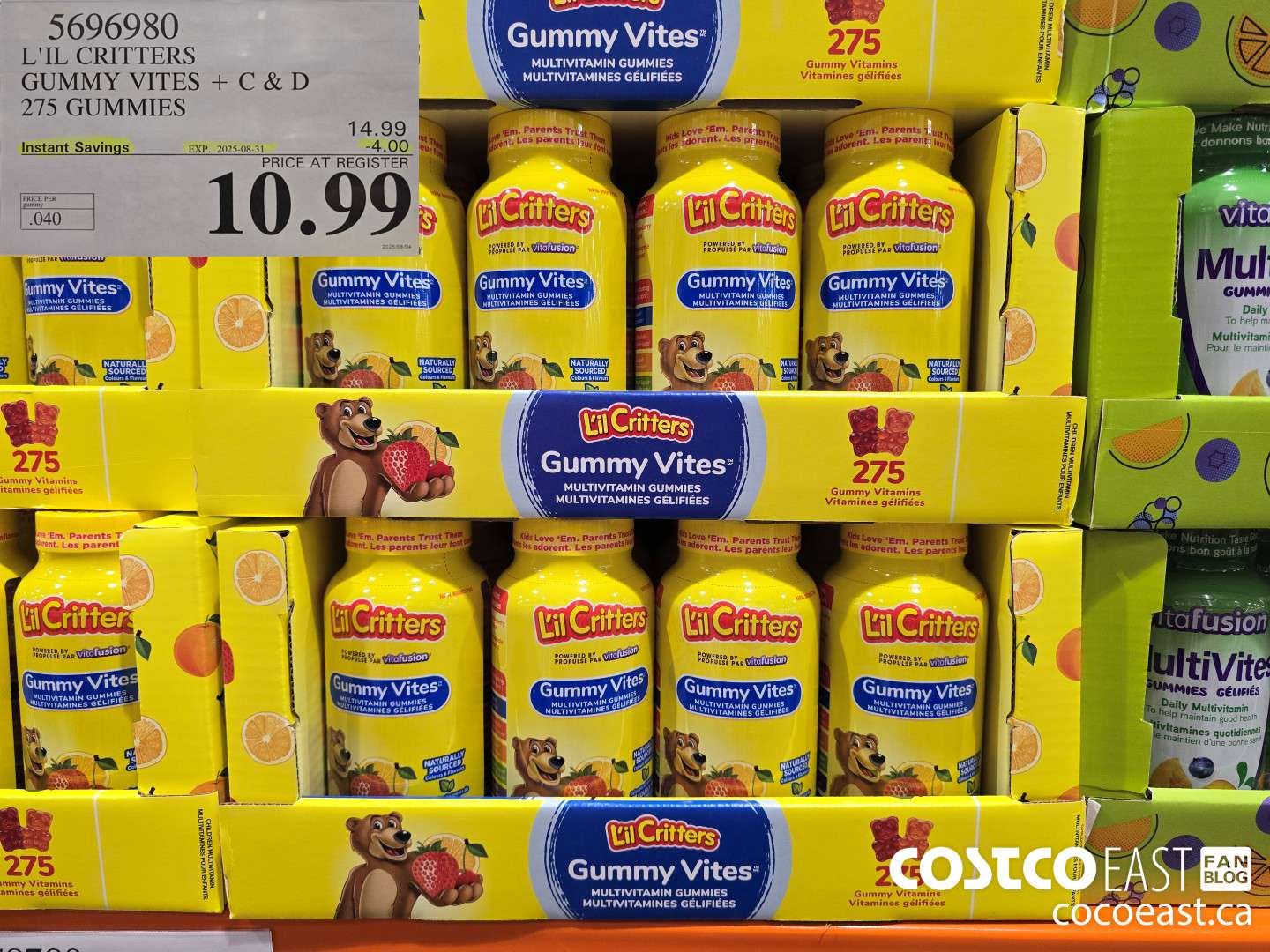 5696980 L'IL CRITTERS GUMMY VITES + C & D 275 GUMMIES ($4.00 INSTANT SAVINGS EXPIRES ON 2025-08-31) $10.99