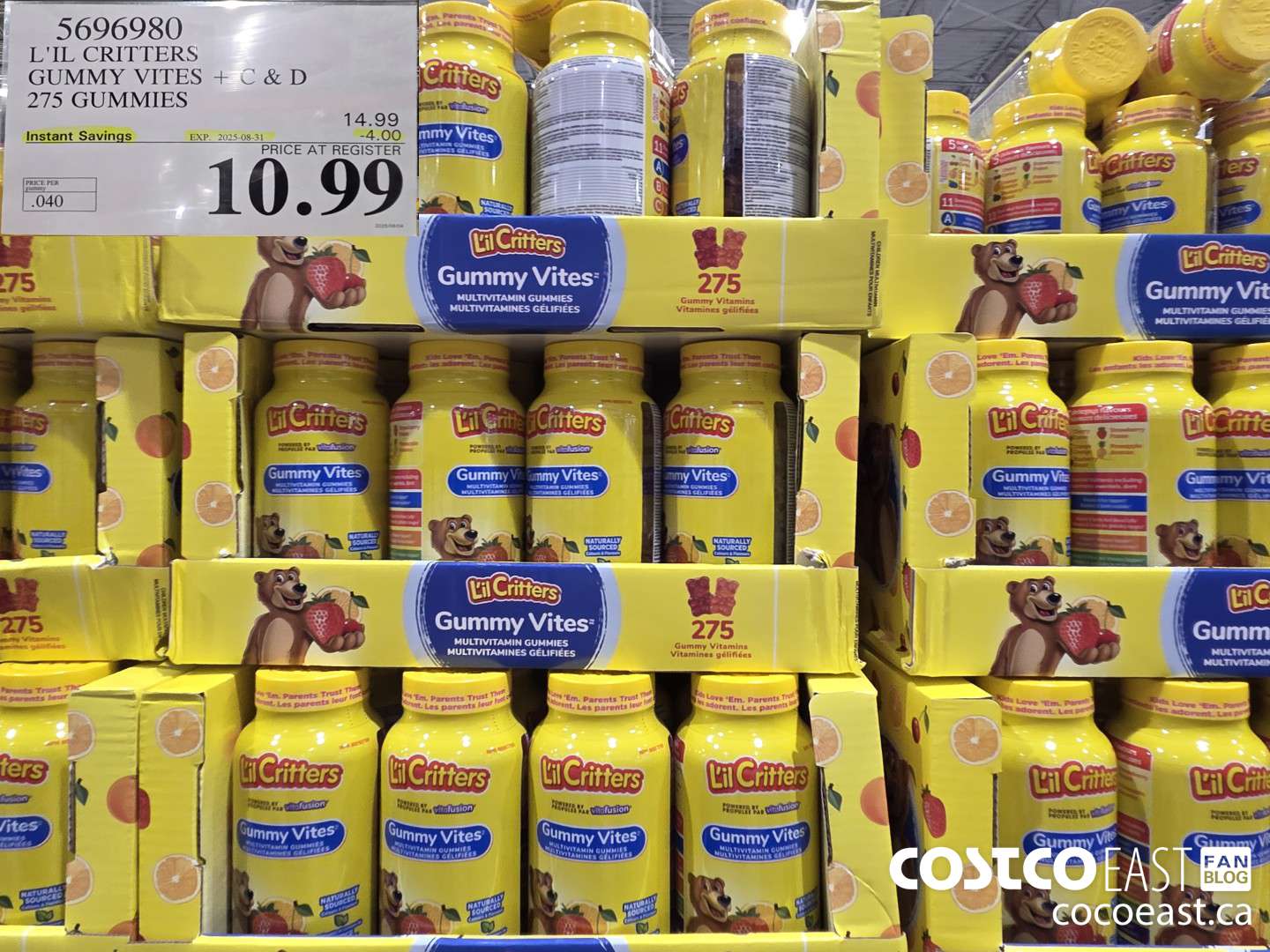 5696980 L'IL CRITTERS GUMMY VITES + C & D 275 GUMMIES ($4.00 INSTANT SAVINGS EXPIRES ON 2025-08-31) $10.99