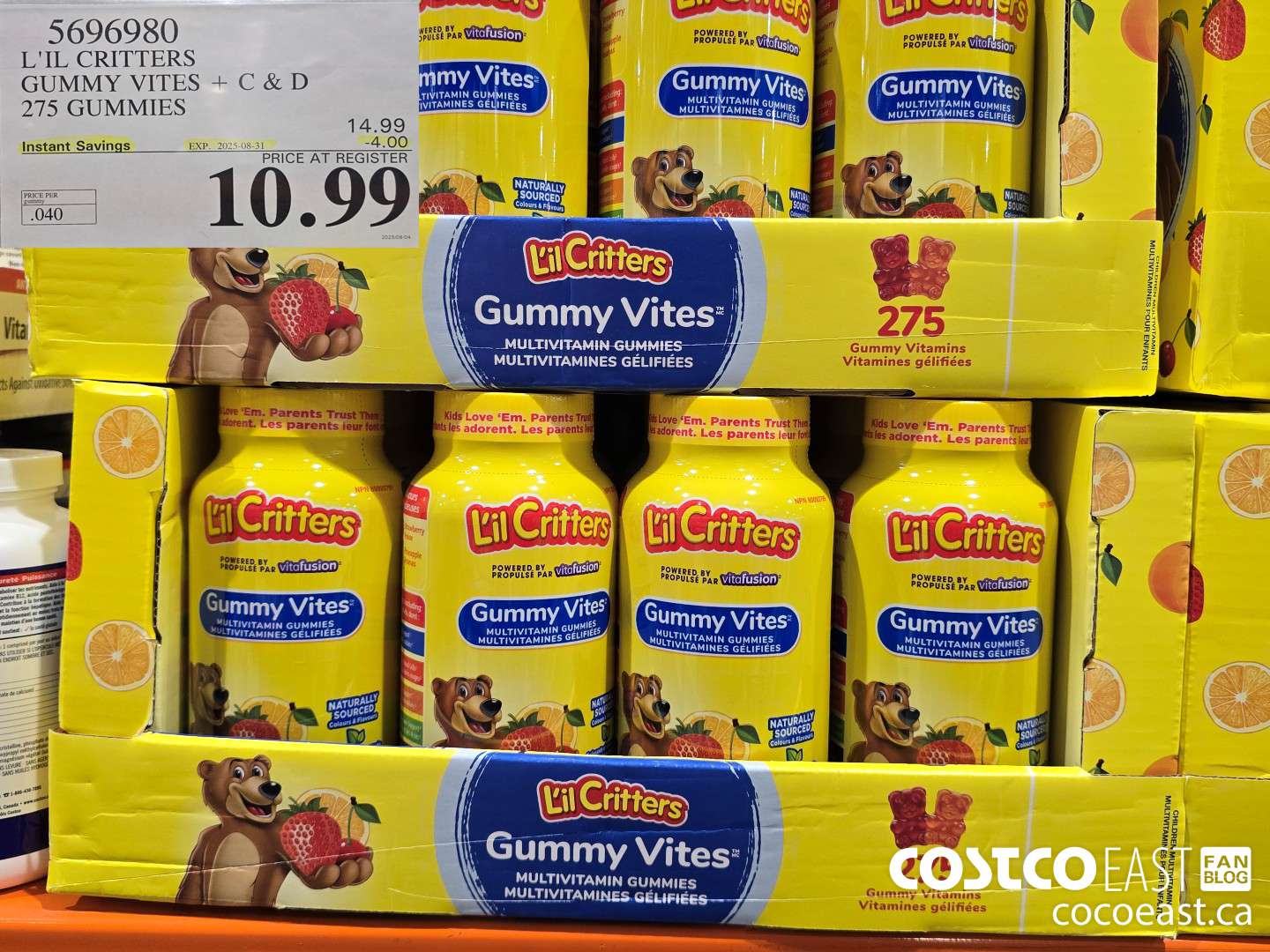 5696980 L'IL CRITTERS GUMMY VITES + C & D 275 GUMMIES ($4.00 INSTANT SAVINGS EXPIRES ON 2025-08-31) $10.99