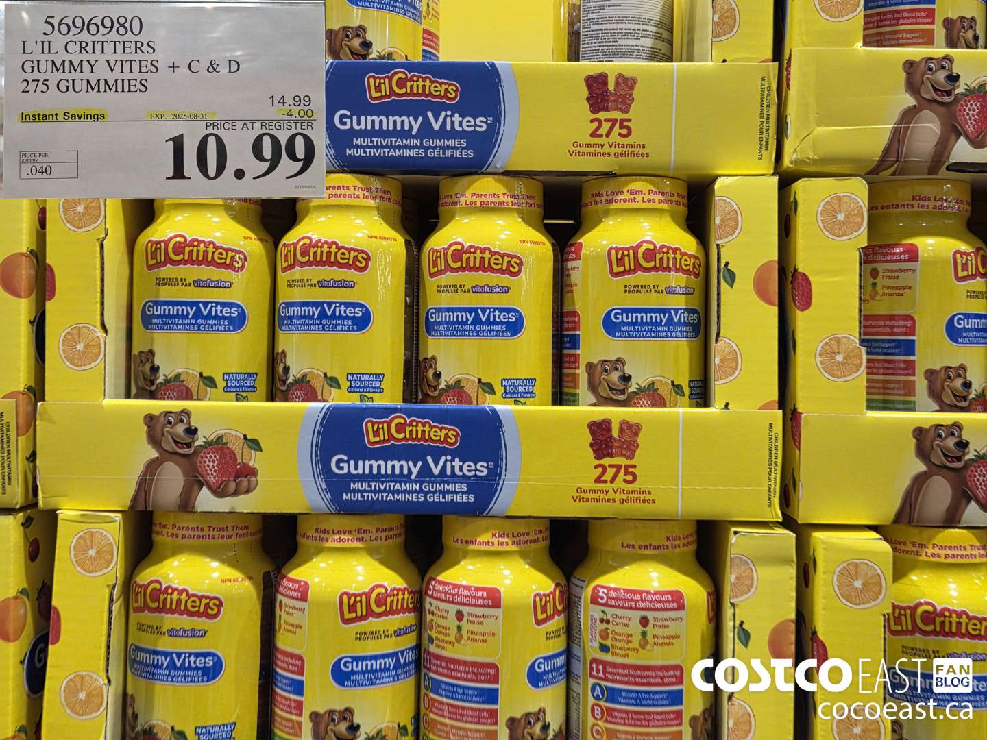 5696980 L'IL CRITTERS GUMMY VITES + C & D 275 GUMMIES ($4.00 INSTANT SAVINGS EXPIRES ON 2025-08-31) $10.99