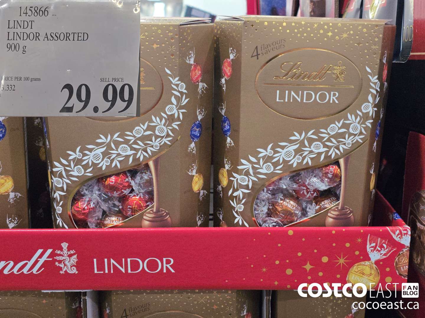 145866 LINDT LINDOR ASSORTED 900 G $29.99