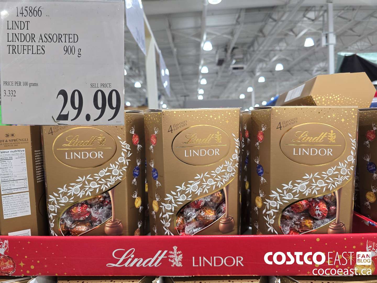 145866 LINDT LINDOR ASSORTED 900 G $29.99