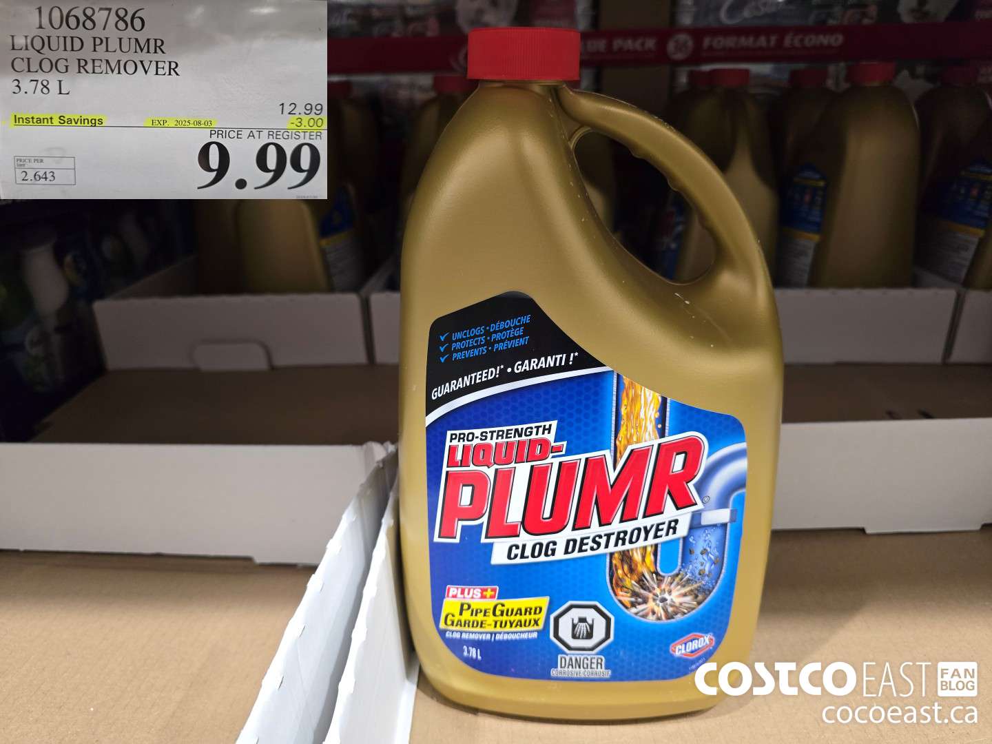 1068786 LIQUID PLUMR CLOG REMOVER 3.78 L ($3.00 INSTANT SAVINGS EXPIRES ON 2025-08-03) $9.99