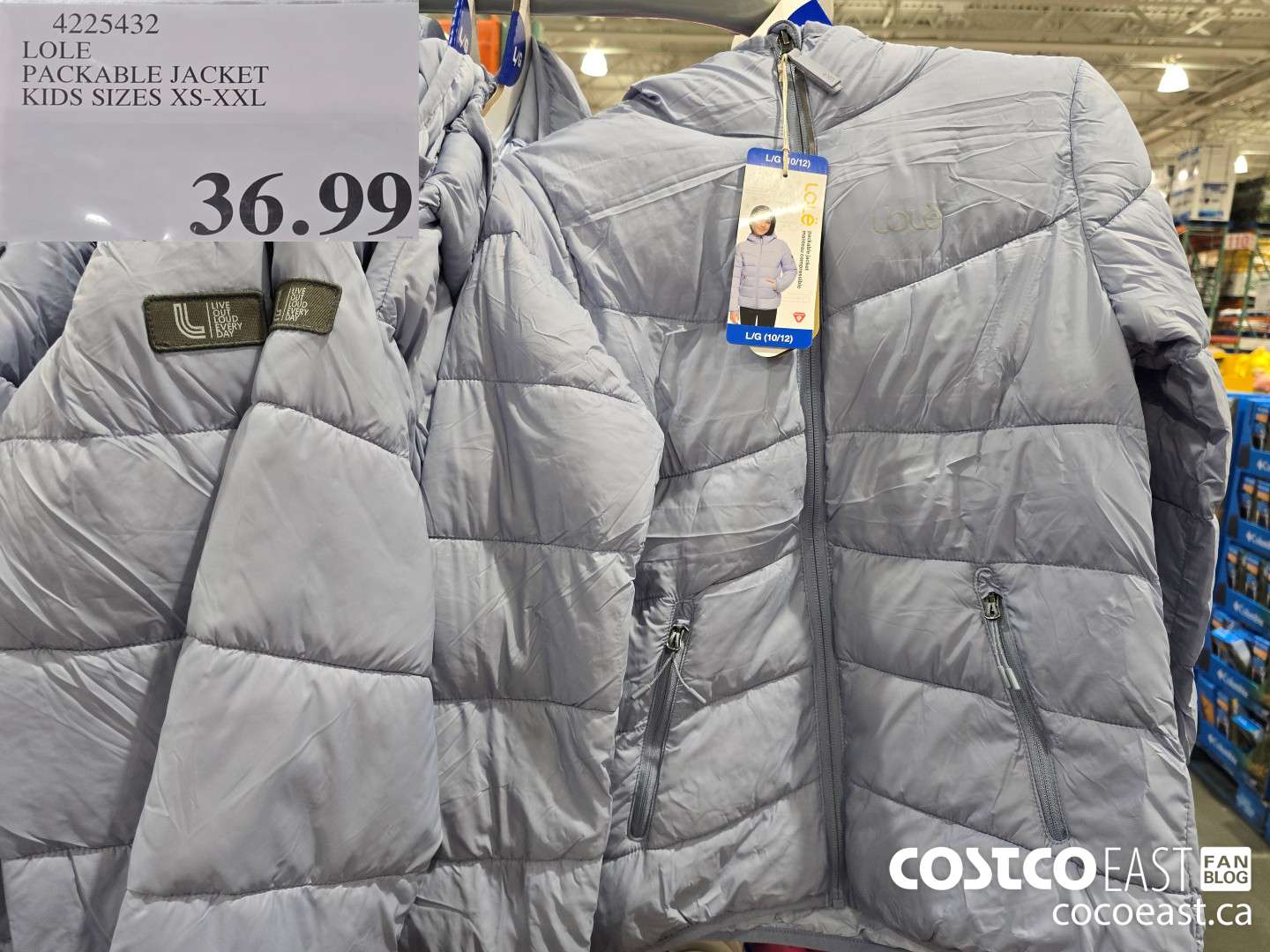 4225432 LOLE PACKABLE JACKET KIDS SIZES XS-XXL $36.99