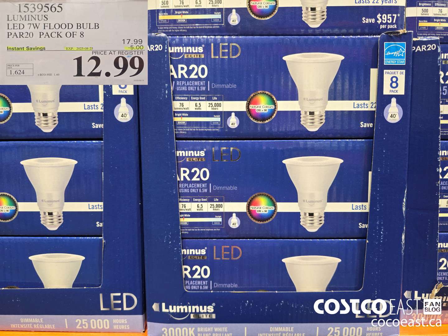 1539565 LUMINUS LED 7W FLOOD BULB PAR20 PACK OF 8 ($5.00 INSTANT SAVINGS EXPIRES ON 2025-08-25) $12.99