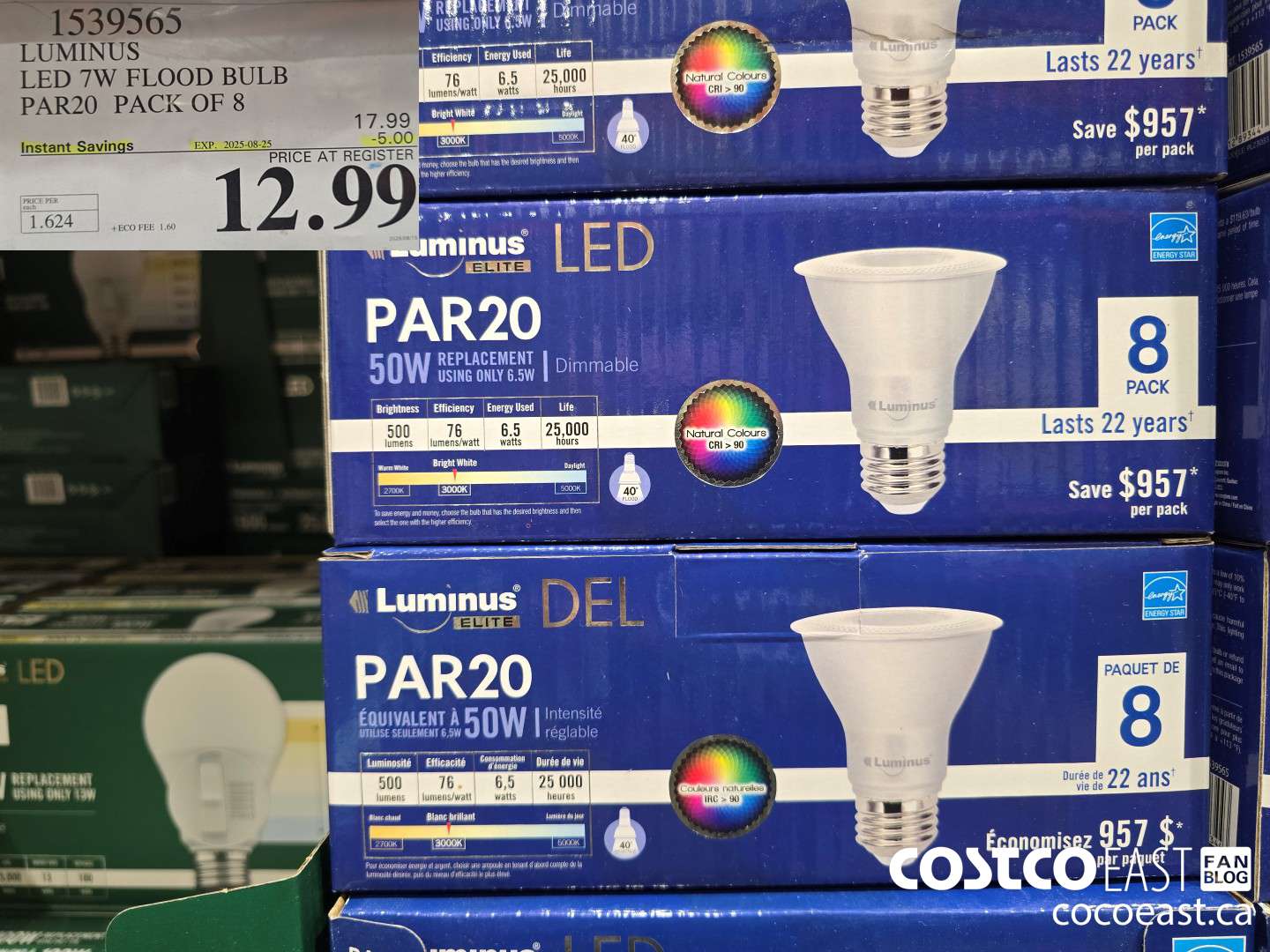 1539565 LUMINUS LED 7W FLOOD BULB PAR20 PACK OF 8 ($5.00 INSTANT SAVINGS EXPIRES ON 2025-08-25) $12.99