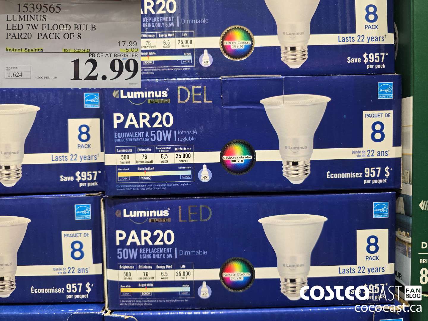 1539565 LUMINUS LED 7W FLOOD BULB PAR20 PACK OF 8 ($5.00 INSTANT SAVINGS EXPIRES ON 2025-08-25) $12.99