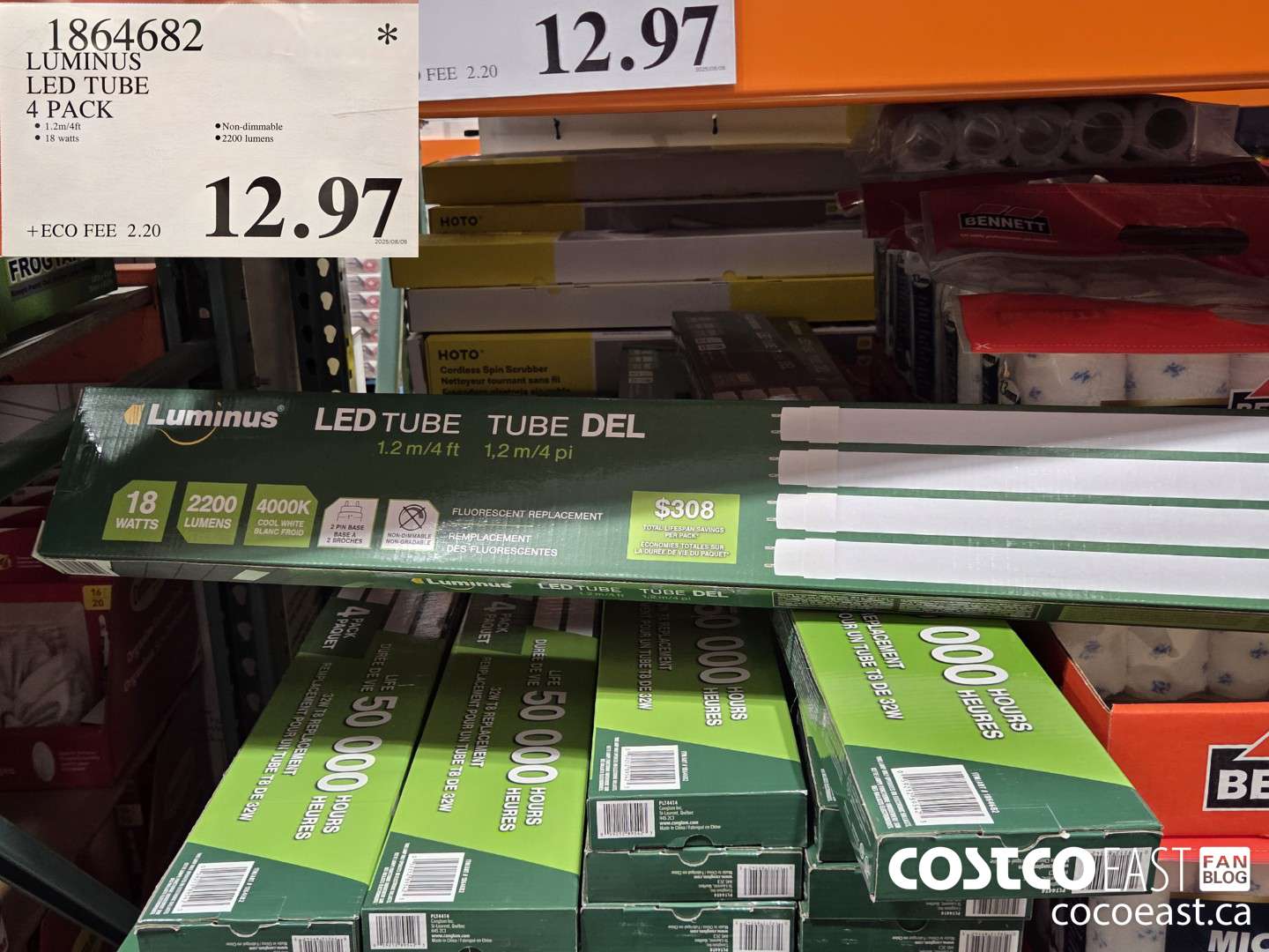 1864682 LUMINUS LED TUBE 4 PACK $12.97