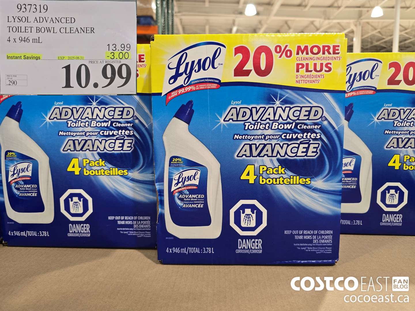 937319 LYSOL ADVANCED TOILET BOWL CLEANER 4 X 946 ML ($3.00 INSTANT SAVINGS EXPIRES ON 2025-08-31) $10.99