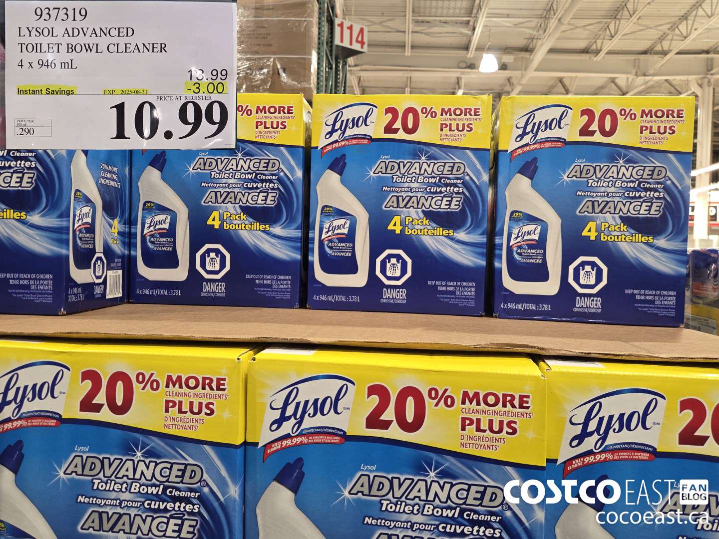 937319 LYSOL ADVANCED TOILET BOWL CLEANER 4 X 946 ML ($3.00 INSTANT SAVINGS EXPIRES ON 2025-08-31) $10.99